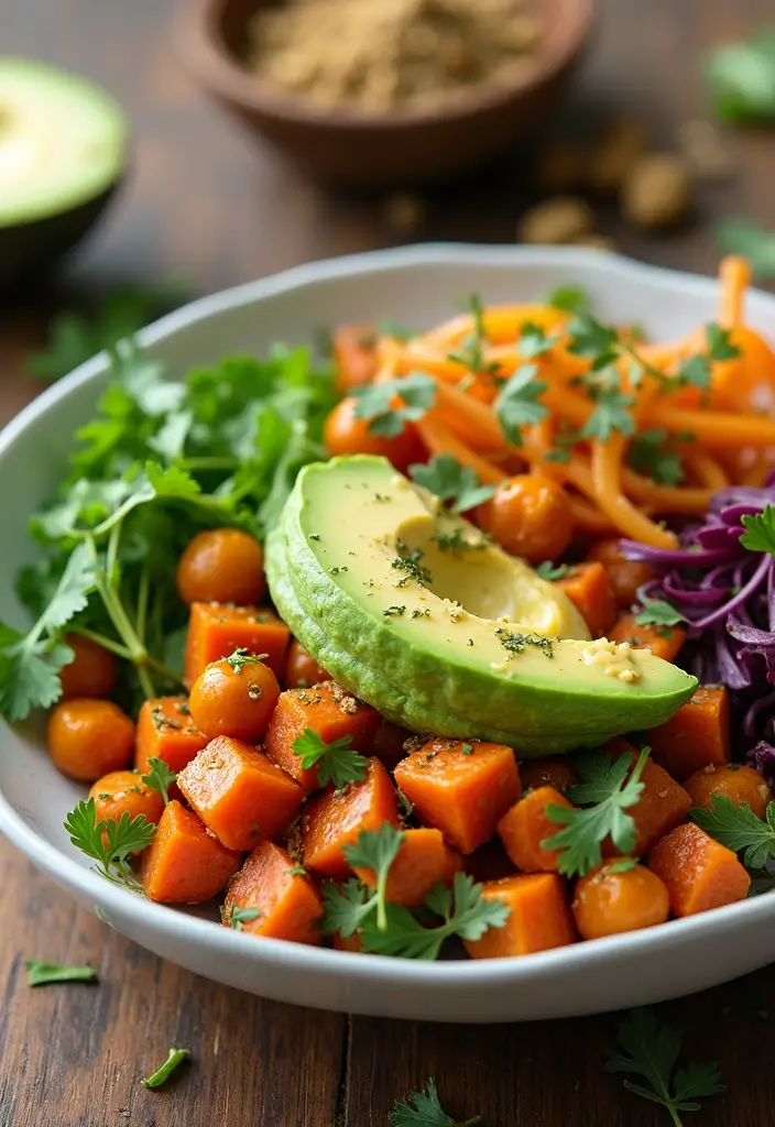 29 High-Protein Vegetarian Meal Prep Recipes for Busy Weeks 163 29 High-Protein Vegetarian Meal Prep Recipes for Busy Weeks - 29. Sweet Potato & Chickpea Buddha Bowl