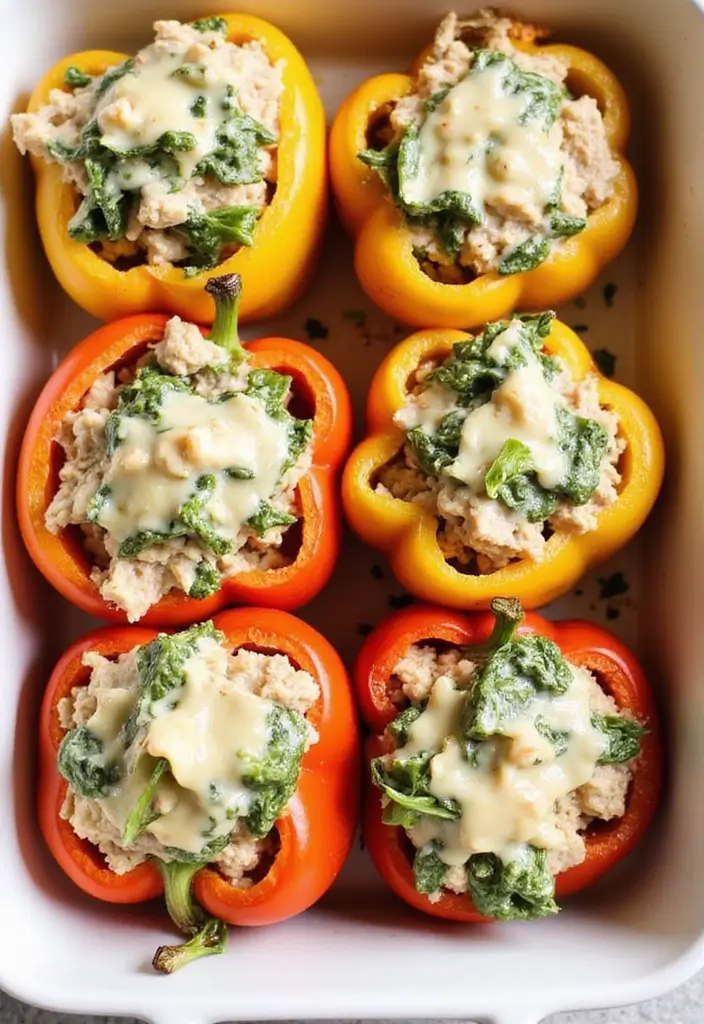 30 Calorie Deficit Meal Prep Recipes That Support Fat Loss - 4. Turkey & Spinach Stuffed Peppers