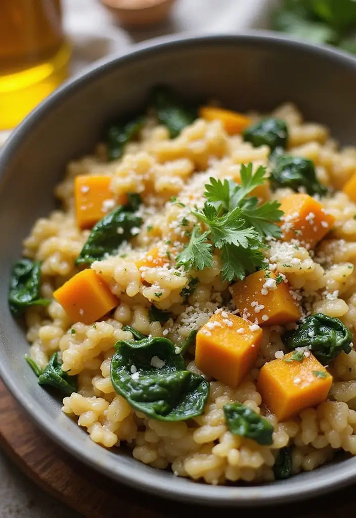 30 High-Protein Crockpot Meal Prep Recipes for Easy Dinners - 14. Butternut Squash and Spinach Risotto