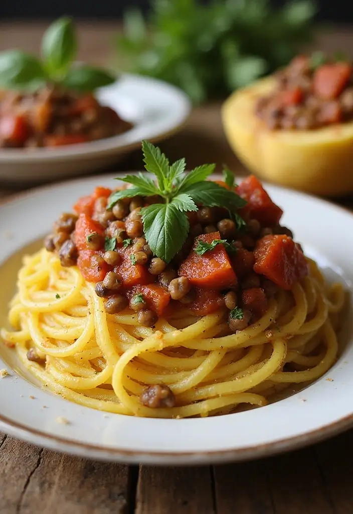 30 High-Protein Crockpot Meal Prep Recipes for Easy Dinners - 15. Spaghetti Squash with Marinara and Lentils