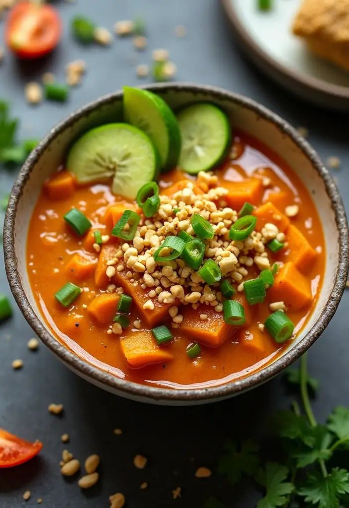 30 High-Protein Crockpot Meal Prep Recipes for Easy Dinners - 23. Thai Peanut Sweet Potato Bowl