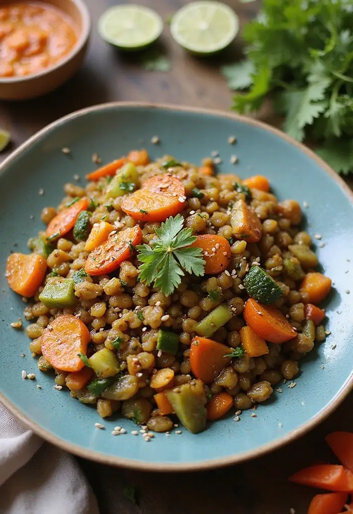 30 High-Protein Crockpot Meal Prep Recipes for Easy Dinners - 24. Lentil and Vegetable Stir-Fry
