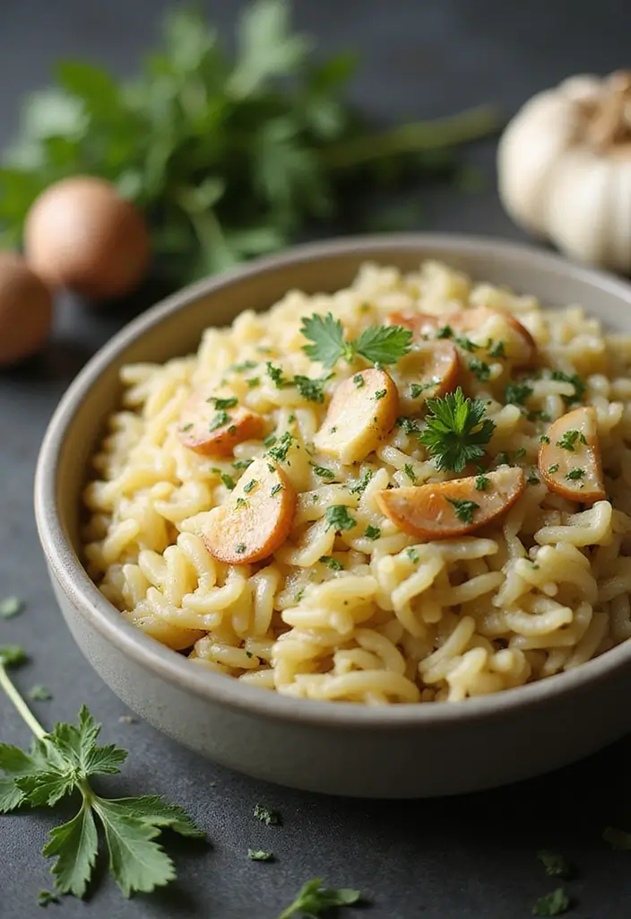 30 High-Protein Crockpot Meal Prep Recipes for Easy Dinners - 25. Creamy Garlic Parmesan Orzo