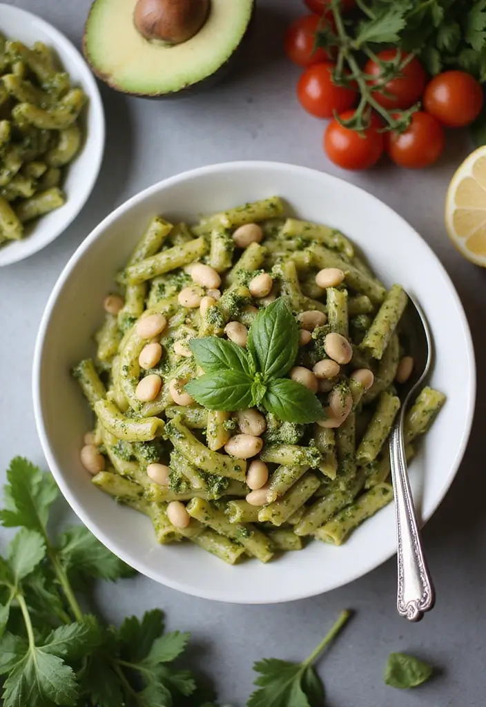 30 High-Protein Crockpot Meal Prep Recipes for Easy Dinners - 27. Pesto and White Bean Pasta