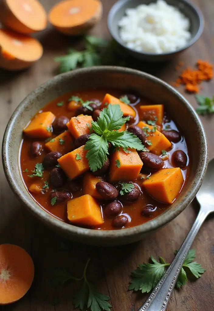 30 High-Protein Crockpot Meal Prep Recipes for Easy Dinners - 5. Sweet Potato and Black Bean Stew