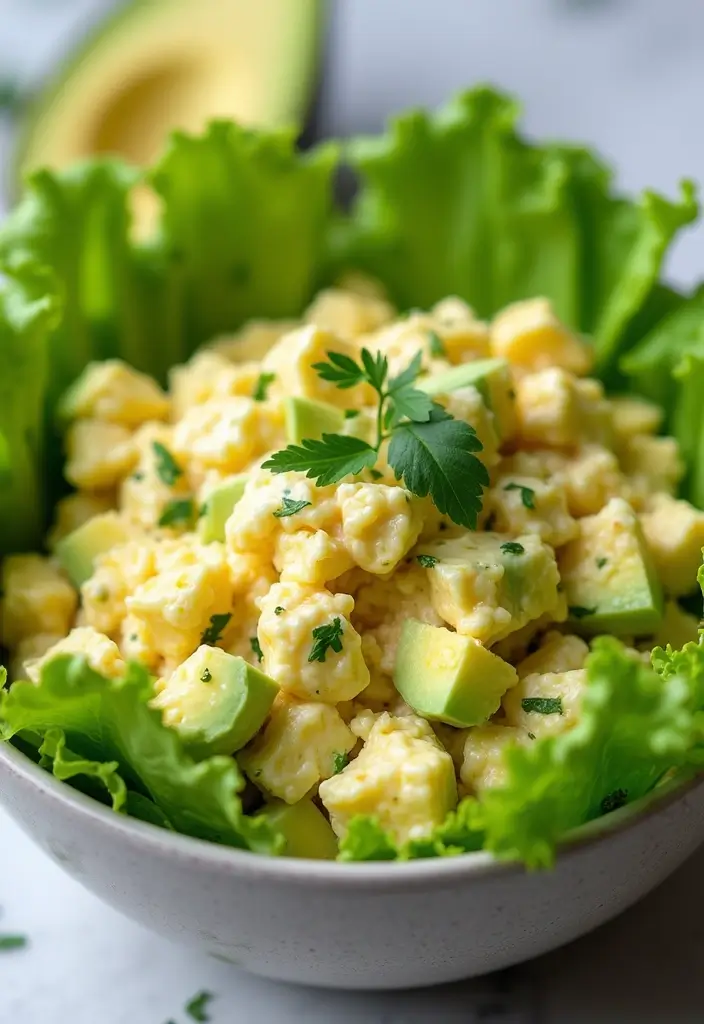 30 High-Protein Low-Carb Meal Prep Recipes to Stay Fit 84 30 High-Protein Low-Carb Meal Prep Recipes to Stay Fit - 14. Avocado Egg Salad