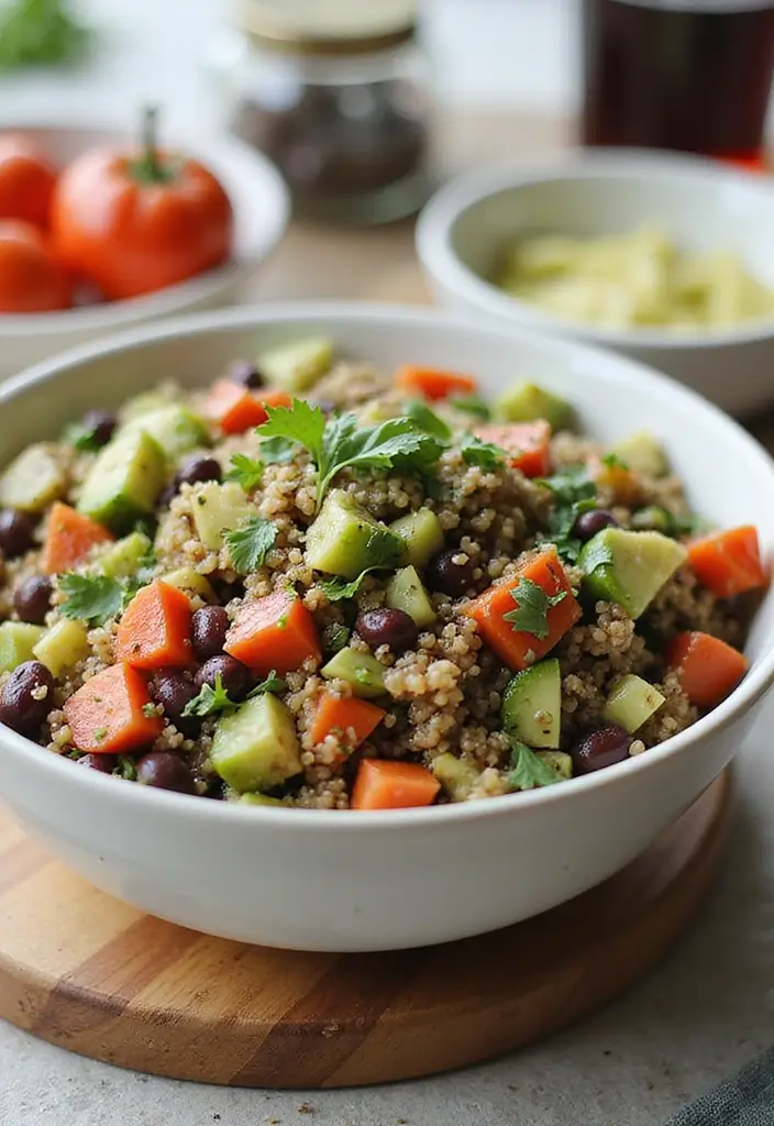 30 High-Protein Low-Carb Meal Prep Recipes to Stay Fit 131 30 High-Protein Low-Carb Meal Prep Recipes to Stay Fit - 23. Quinoa & Black Bean Salad