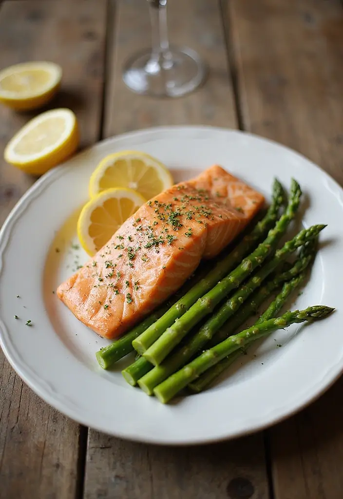 30 High-Protein Low-Carb Meal Prep Recipes to Stay Fit 53 30 High-Protein Low-Carb Meal Prep Recipes to Stay Fit - 9. Salmon with Asparagus