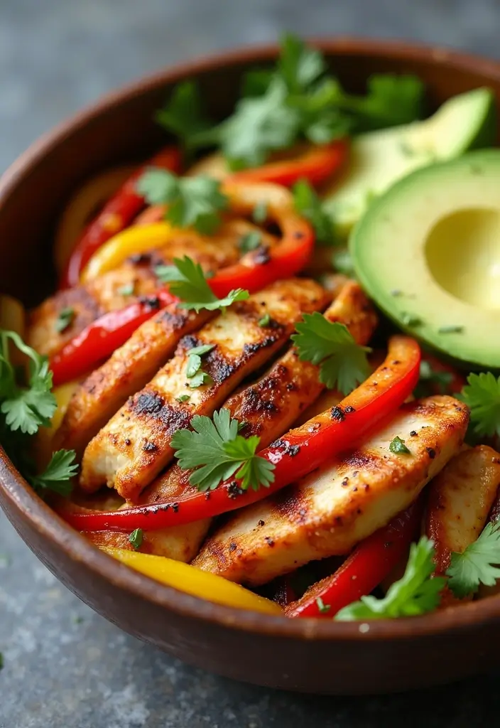30 High-Protein Low-Carb Snack and Meal Prep Recipes for Busy Days - 26. Chicken Fajita Bowl