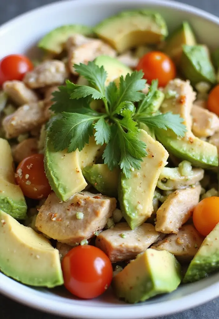 30 High-Protein Low-Carb Snack and Meal Prep Recipes for Busy Days - 8. Chicken and Avocado Salad