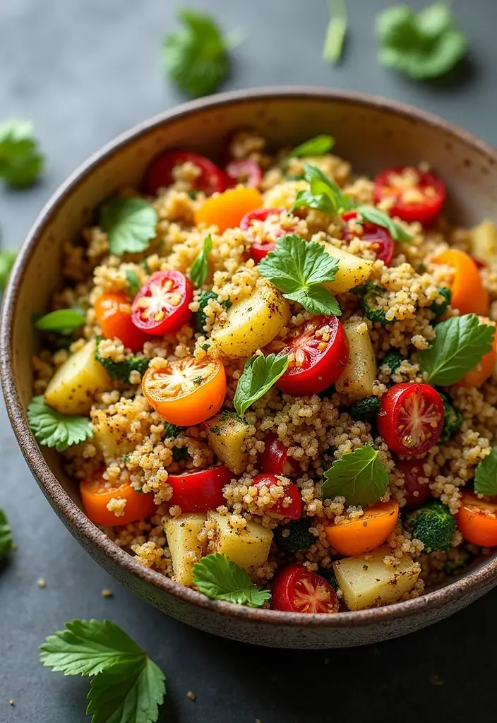 30 High-Protein Vegetarian Bulking Meal Prep Recipes for Men - 15. Roasted Vegetable Quinoa Salad
