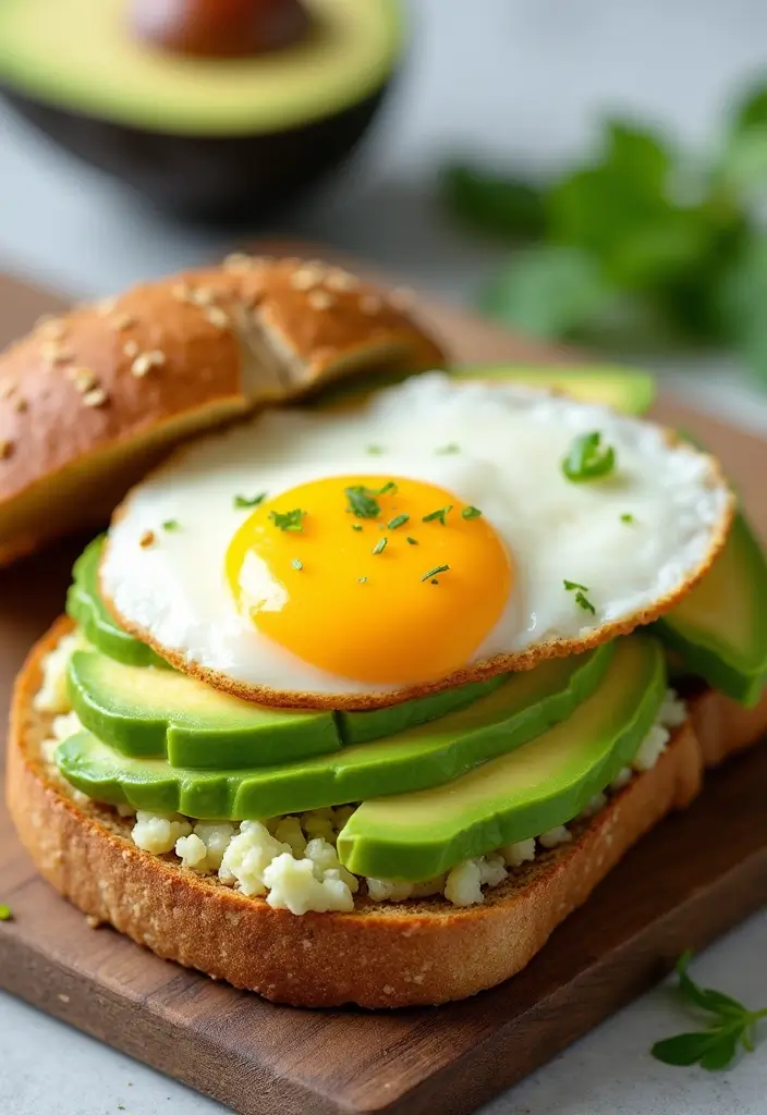 30 High-Protein Vegetarian Bulking Meal Prep Recipes for Men - 17. Egg & Avocado Breakfast Sandwich