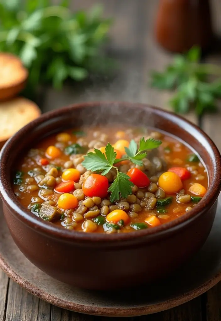 30 High-Protein Vegetarian Bulking Meal Prep Recipes for Men - 18. Vegetable & Lentil Soup