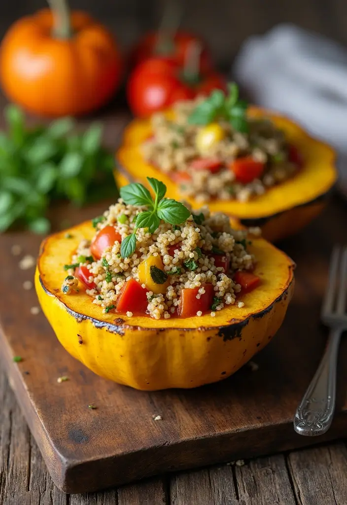 30 High-Protein Vegetarian Bulking Meal Prep Recipes for Men - 19. Stuffed Acorn Squash with Quinoa