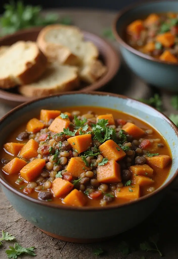30 High-Protein Vegetarian Bulking Meal Prep Recipes for Men - 2. Lentil & Sweet Potato Stew