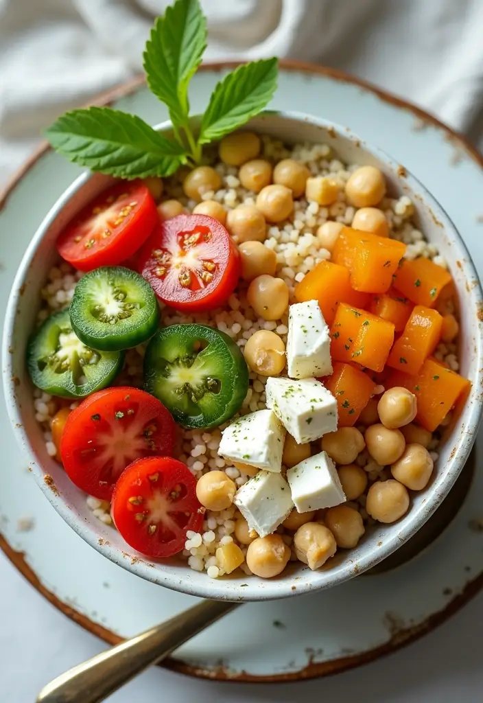 30 High-Protein Vegetarian Bulking Meal Prep Recipes for Men - 21. Mediterranean Couscous Bowl