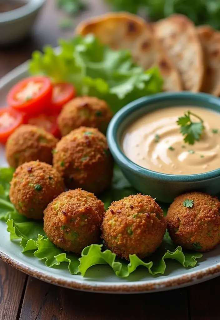 30 High-Protein Vegetarian Bulking Meal Prep Recipes for Men - 27. Baked Falafel with Tahini Sauce