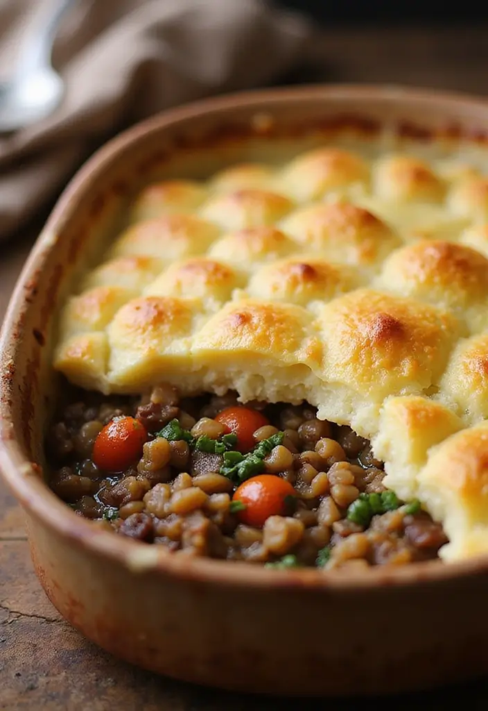30 High-Protein Vegetarian Bulking Meal Prep Recipes for Men - 28. Lentil & Vegetable Shepherd's Pie