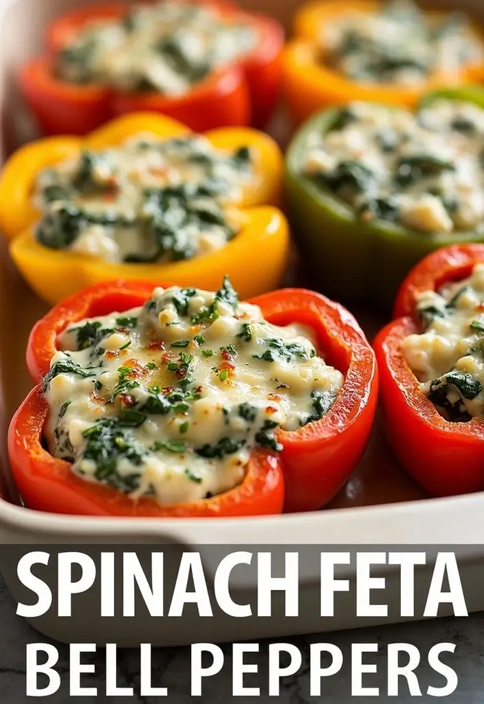 30 High-Protein Vegetarian Bulking Meal Prep Recipes for Men - 4. Spinach & Feta Stuffed Peppers