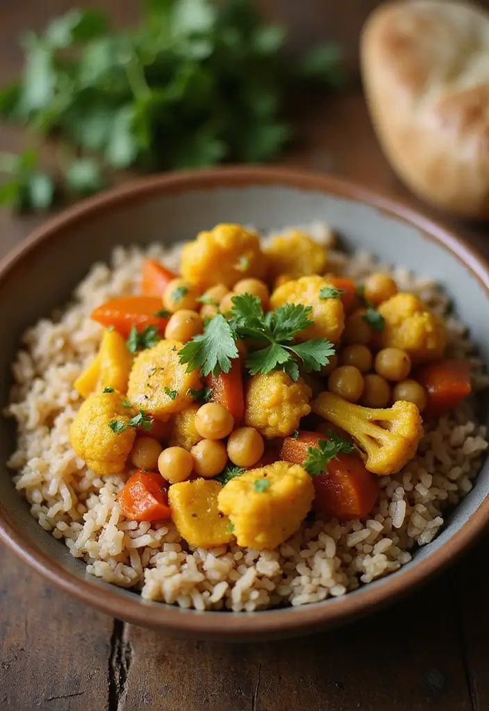 30 High-Protein Vegetarian Bulking Meal Prep Recipes for Men - 5. Cauliflower & Chickpea Curry