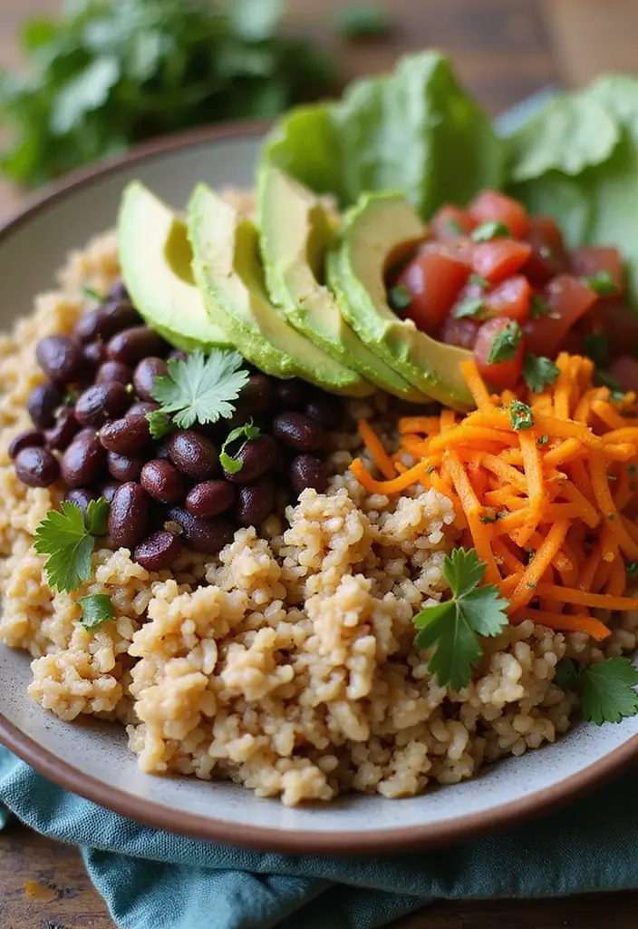 30 High-Protein Vegetarian Bulking Meal Prep Recipes for Men - 8. Brown Rice & Black Bean Burrito Bowls