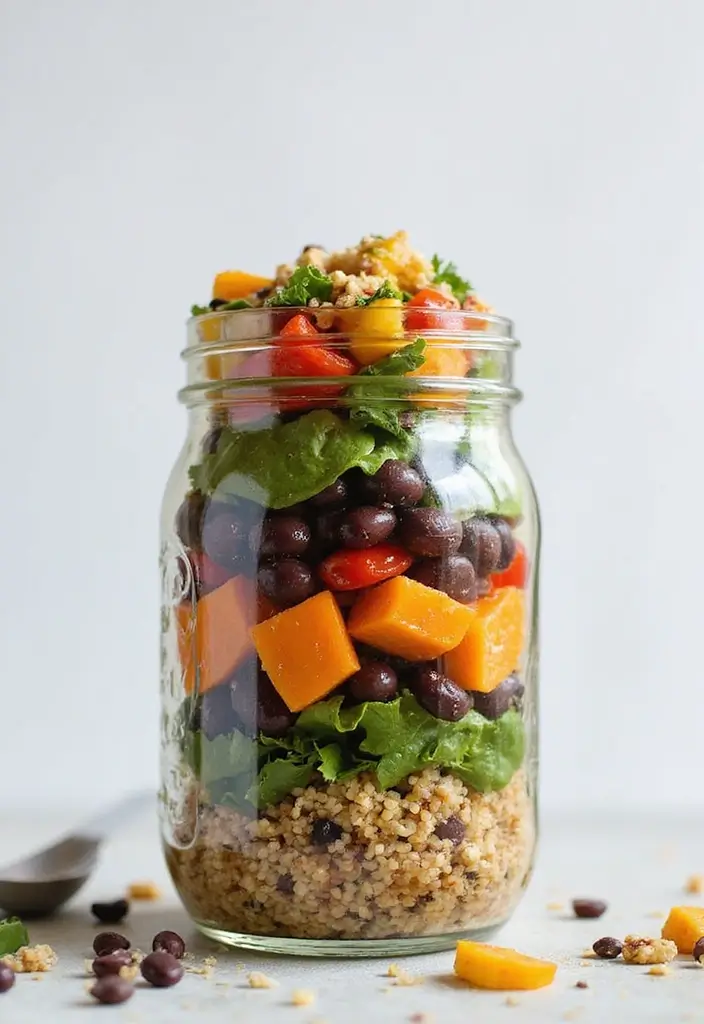 30 Mason Jar Salad Meal Prep Recipes That Stay Fresh All Week 1 30 Mason Jar Salad Meal Prep Recipes That Stay Fresh All Week - 1. Quinoa and Black Bean Salad