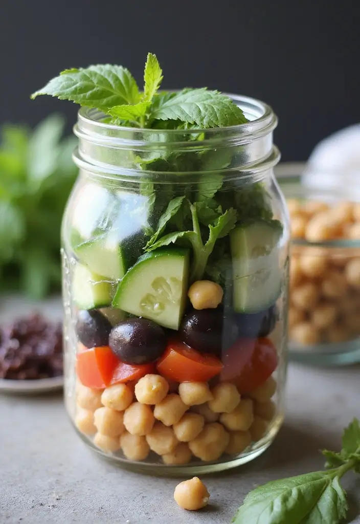 30 Mason Jar Salad Meal Prep Recipes That Stay Fresh All Week 8 30 Mason Jar Salad Meal Prep Recipes That Stay Fresh All Week - 2. Mediterranean Chickpea Salad