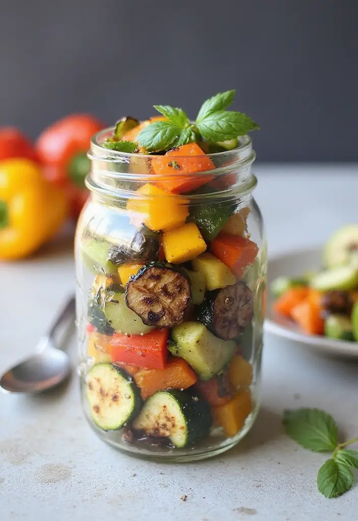 30 Mason Jar Salad Meal Prep Recipes That Stay Fresh All Week 132 30 Mason Jar Salad Meal Prep Recipes That Stay Fresh All Week - 24. Grilled Vegetable Salad