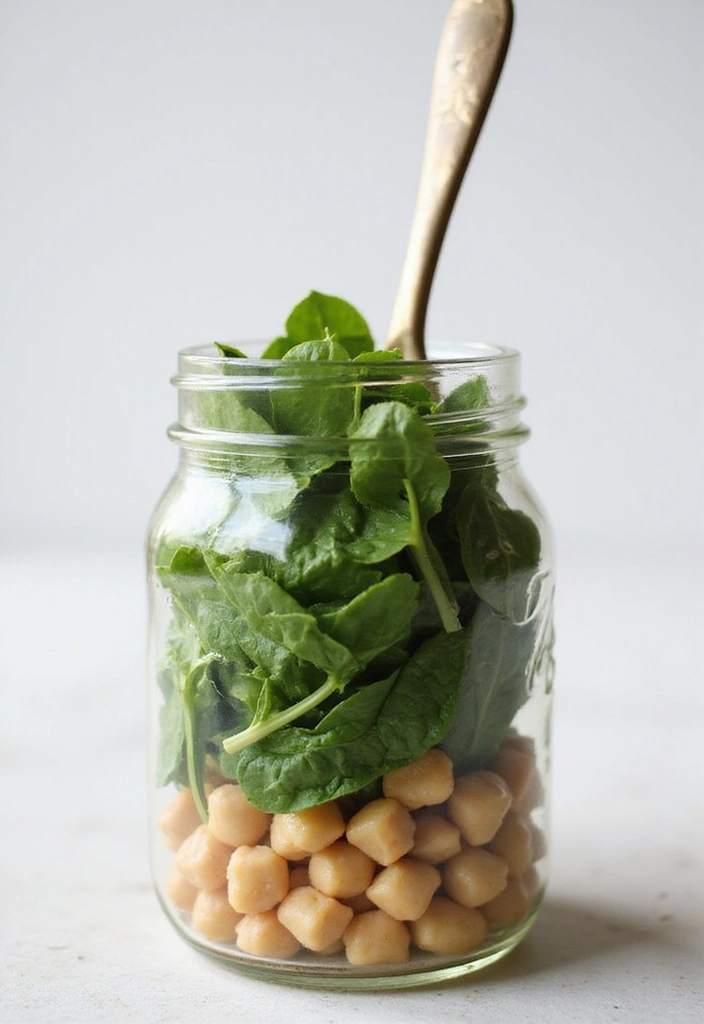 30 Mason Jar Salad Meal Prep Recipes That Stay Fresh All Week 140 30 Mason Jar Salad Meal Prep Recipes That Stay Fresh All Week - 26. Chickpea and Spinach Salad