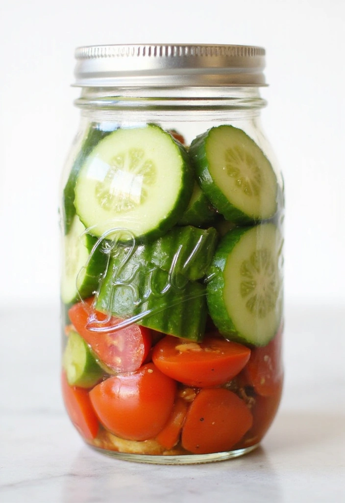 30 Mason Jar Salad Meal Prep Recipes That Stay Fresh All Week 148 30 Mason Jar Salad Meal Prep Recipes That Stay Fresh All Week - 28. Cucumber and Tomato Salad