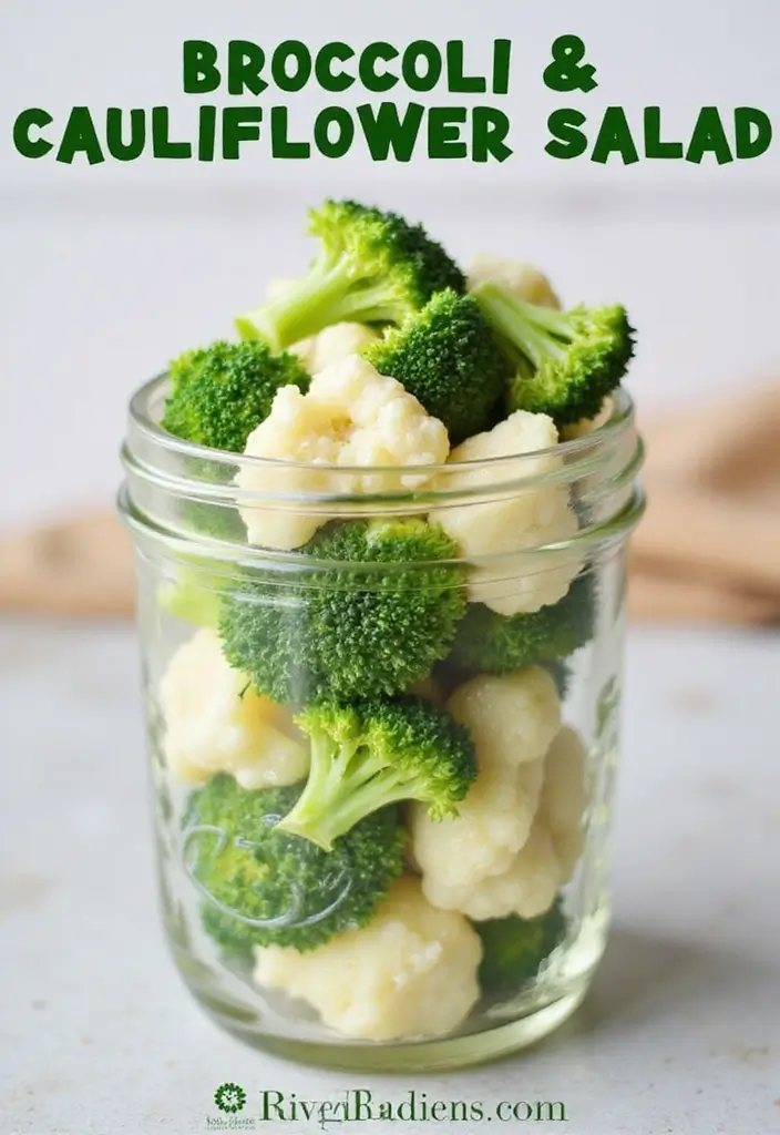 30 Mason Jar Salad Meal Prep Recipes That Stay Fresh All Week 151 30 Mason Jar Salad Meal Prep Recipes That Stay Fresh All Week - 29. Broccoli and Cauliflower Salad