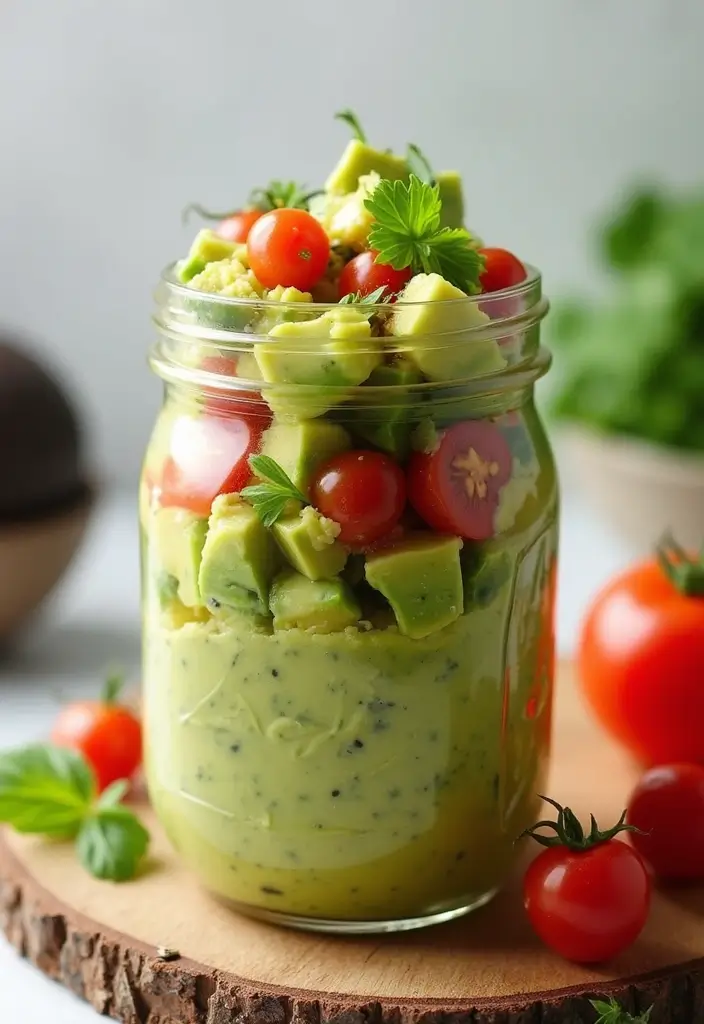 30 Mason Jar Salad Meal Prep Recipes That Stay Fresh All Week 27 30 Mason Jar Salad Meal Prep Recipes That Stay Fresh All Week - 5. Creamy Avocado and Tomato Salad