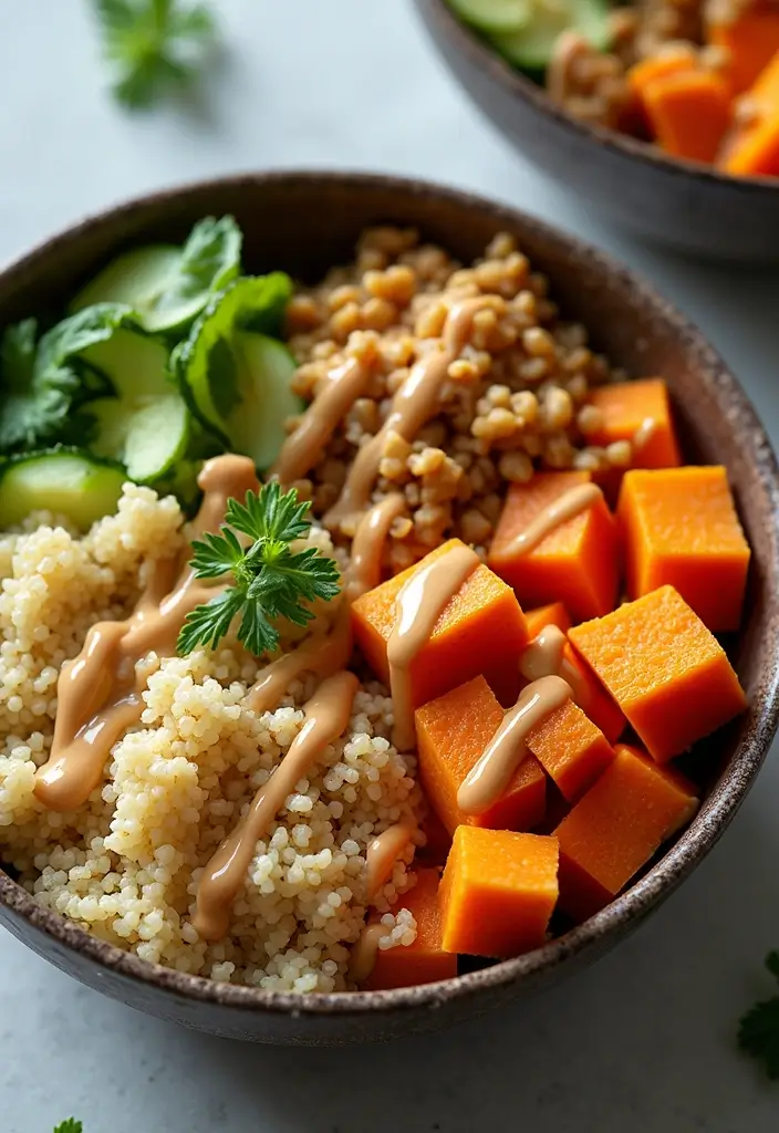 30 Meal Prep Recipes to Lose Weight and Eat Better - 7. Thai Peanut Sweet Potato Buddha Bowl