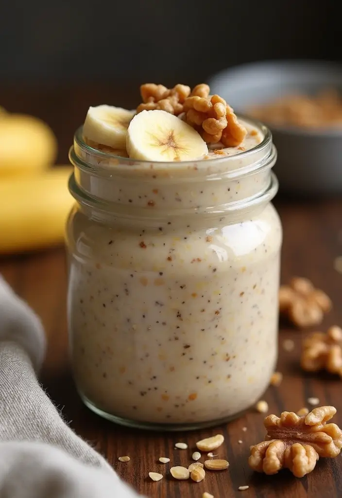 30 Overnight Oats Meal Prep Recipes for Healthy Mornings - 10. Nutty Banana Bread Oats