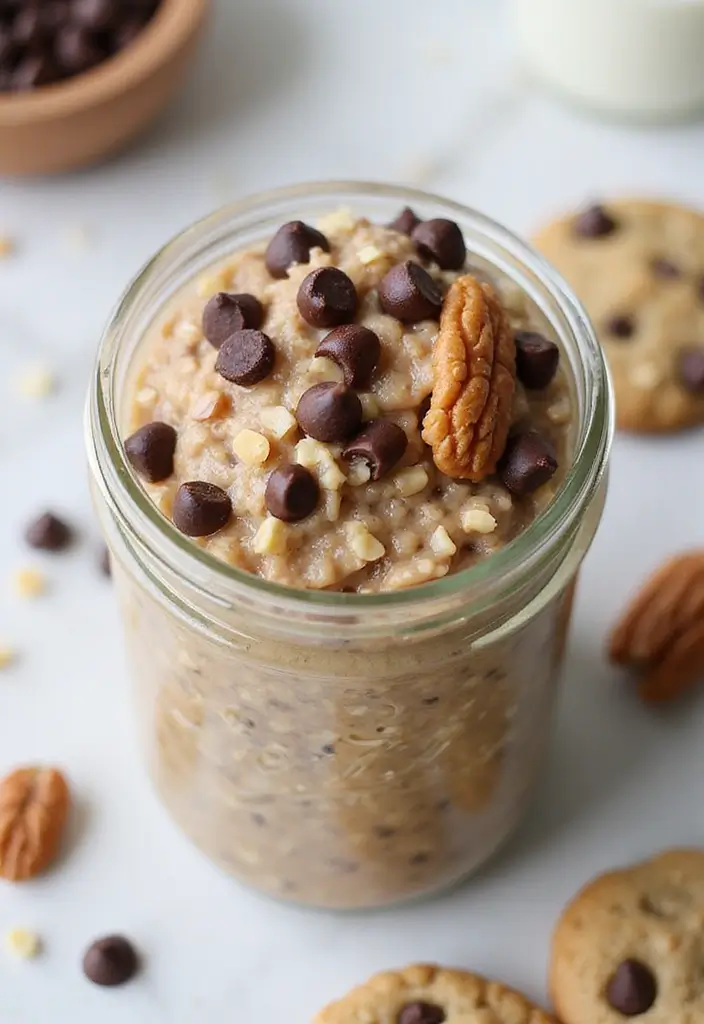 30 Overnight Oats Meal Prep Recipes for Healthy Mornings - 11. Nutty Chocolate Chip Cookie Oats