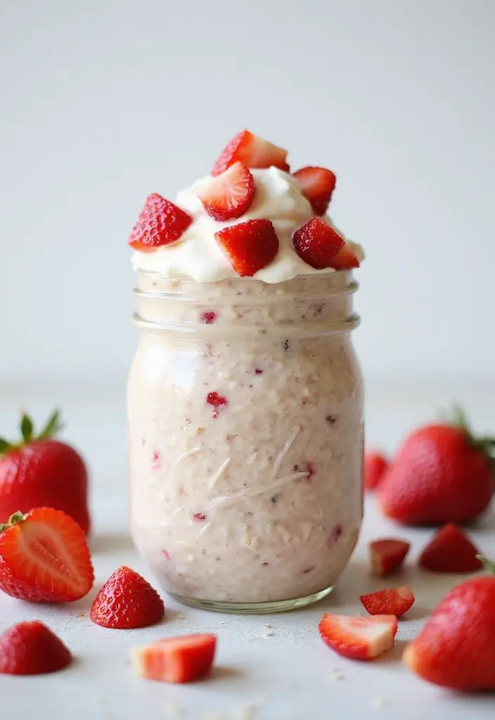 30 Overnight Oats Meal Prep Recipes for Healthy Mornings - 17. Strawberry Shortcake Oats