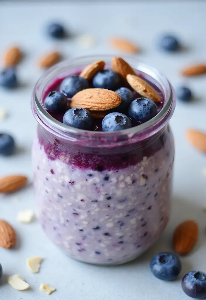 30 Overnight Oats Meal Prep Recipes for Healthy Mornings - 23. Blueberry Almond Overnight Oats