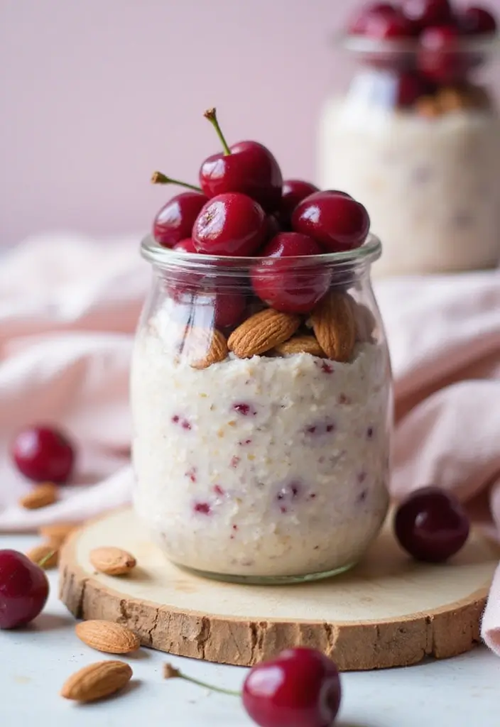 30 Overnight Oats Meal Prep Recipes for Healthy Mornings - 24. Cherry Almond Oats