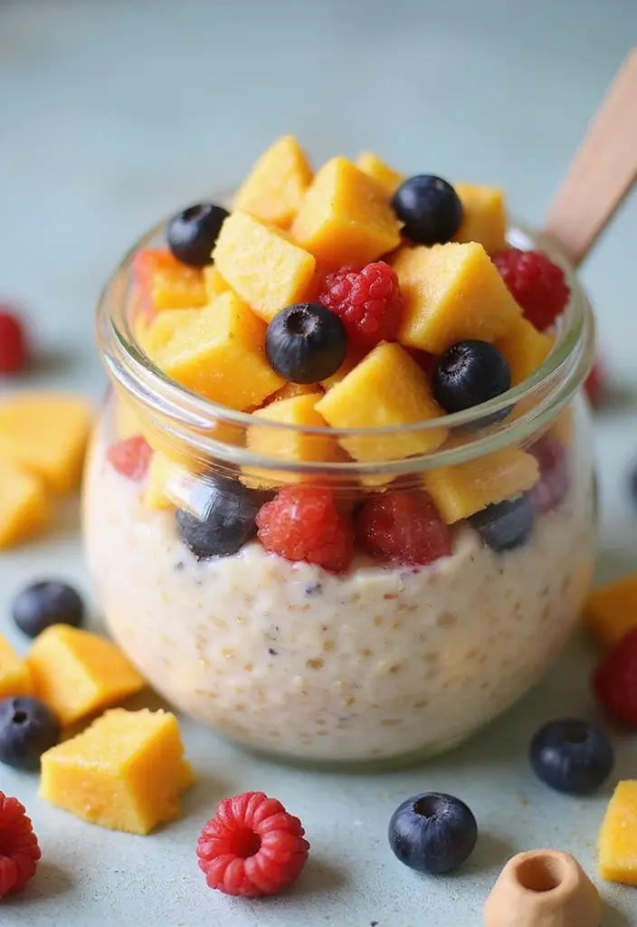 30 Overnight Oats Meal Prep Recipes for Healthy Mornings - 25. Tropical Fruit Medley Oats