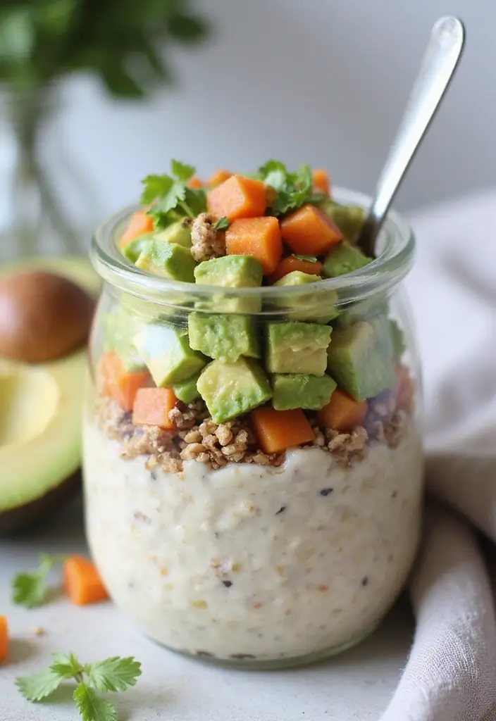 30 Overnight Oats Meal Prep Recipes for Healthy Mornings - 30. Avocado Toast Overnight Oats