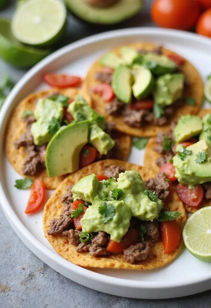 30 Steak Meal Prep Recipes for Protein-Packed Meals 107 30 Steak Meal Prep Recipes for Protein-Packed Meals - 19. Beef Tostadas with Avocado Cream