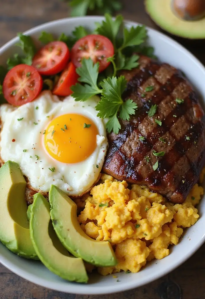 30 Steak Meal Prep Recipes for Protein-Packed Meals 114 30 Steak Meal Prep Recipes for Protein-Packed Meals - 20. Steak and Avocado Breakfast Bowls