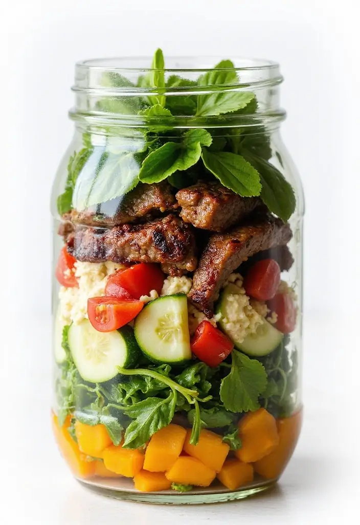 30 Steak Meal Prep Recipes for Protein-Packed Meals 51 30 Steak Meal Prep Recipes for Protein-Packed Meals - 9. Grilled Steak Salad Jars